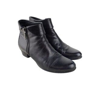 Spring Step Stockholm Booties Black Leather Ankle Zip Size 37 US Womens 6.5-7